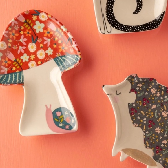 Calico Trinket Tray, Mushroom, New - Picture 2 of 4